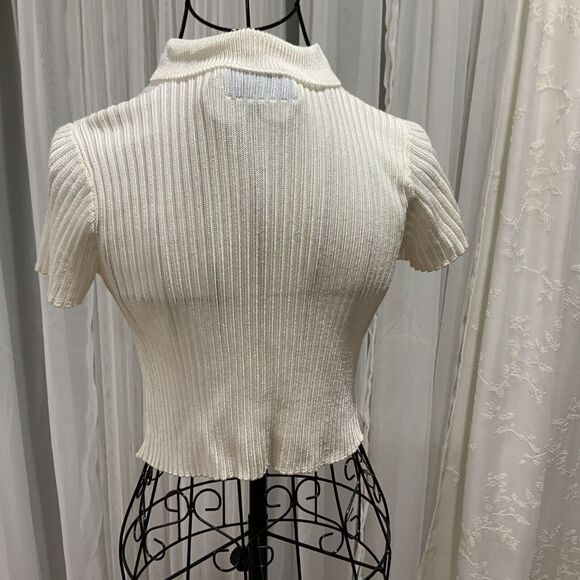 CALLE DEL MAR Short Sleeve Ribbed Cardigan Size S - Picture 3 of 6